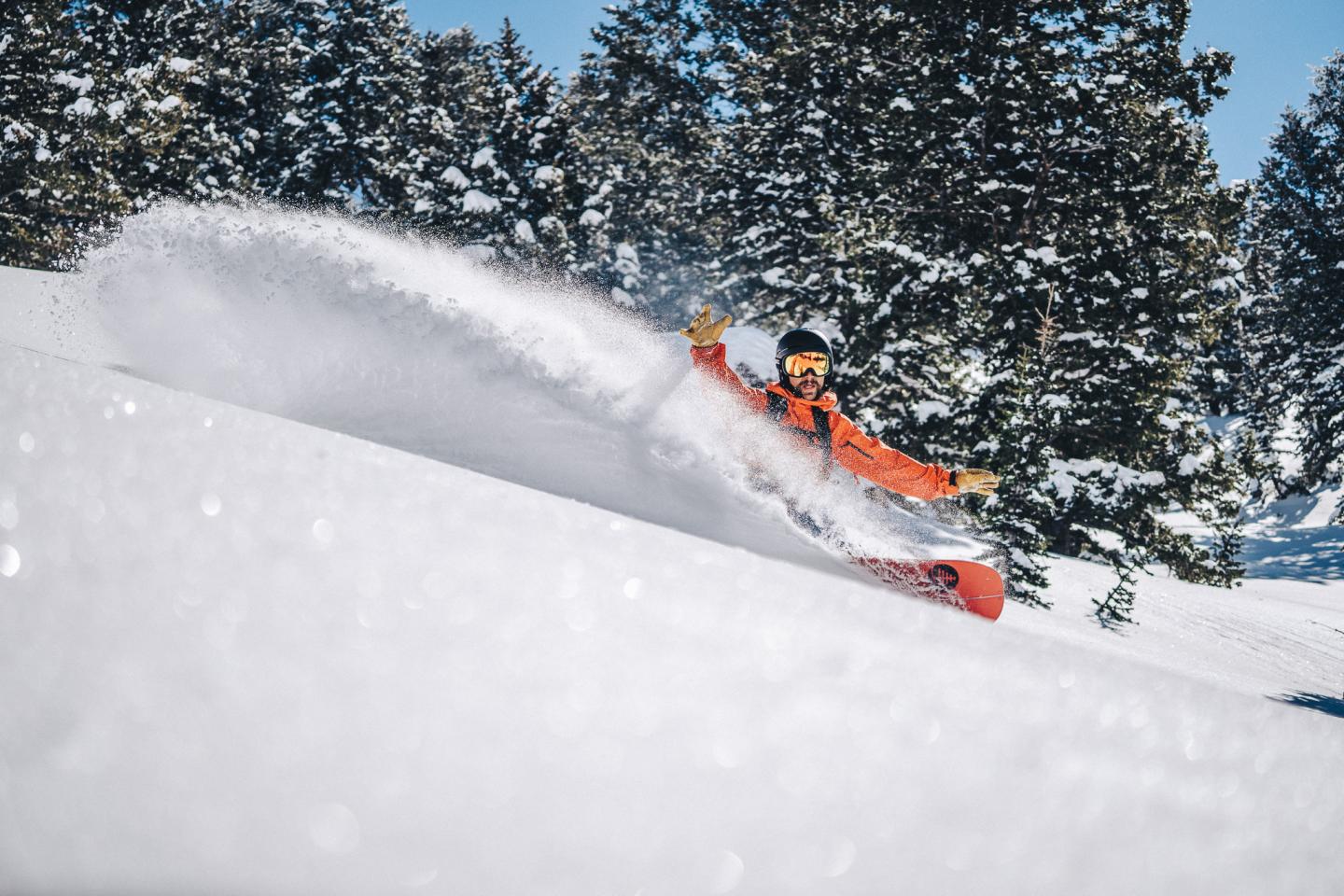 A person snowboarding