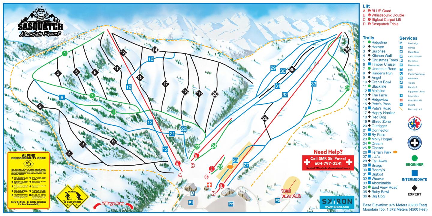 Sasquatch Mountain Resort Trail Map
