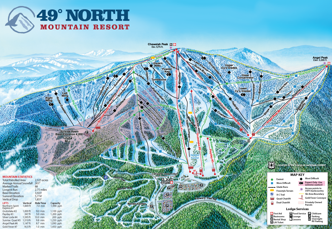 49 Degrees North Trail Map