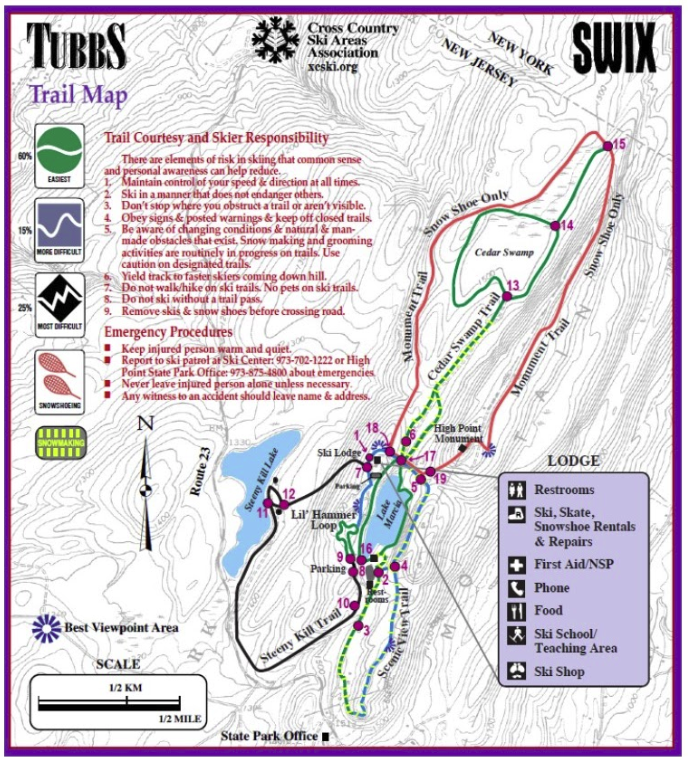 High Point XC Ski Center Trail Map