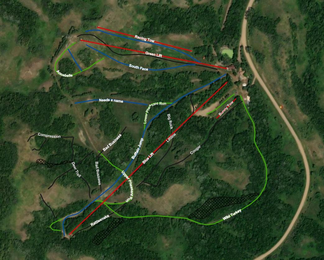 Huff Hills Ski Area Trail Map