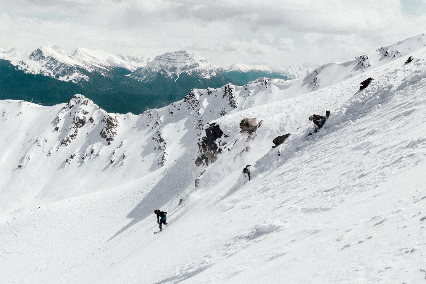 A person snowboarding on a mountain