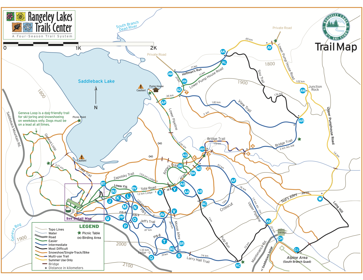 Rangeley Lakes Trail Center Trail Map