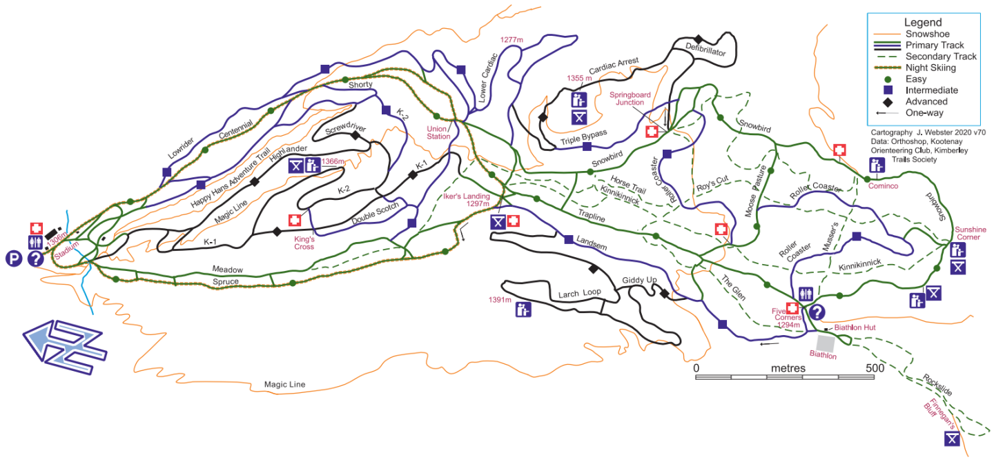 Kimberley Nordic Club Trail Map