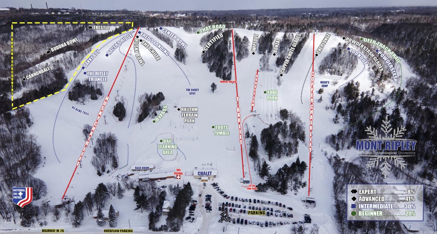 Mont Ripley Ski Area Trail Map