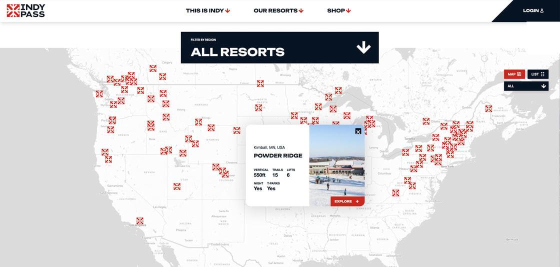 Indy Pass resorts map