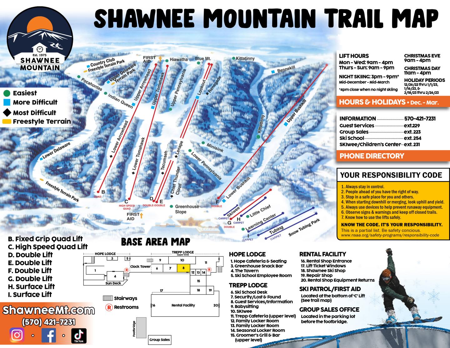 Shawnee Mountain Ski Area Trail Map