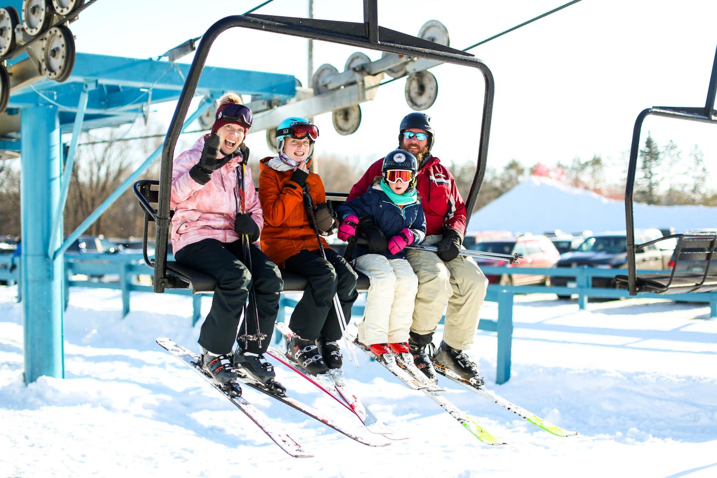 family on chairlift