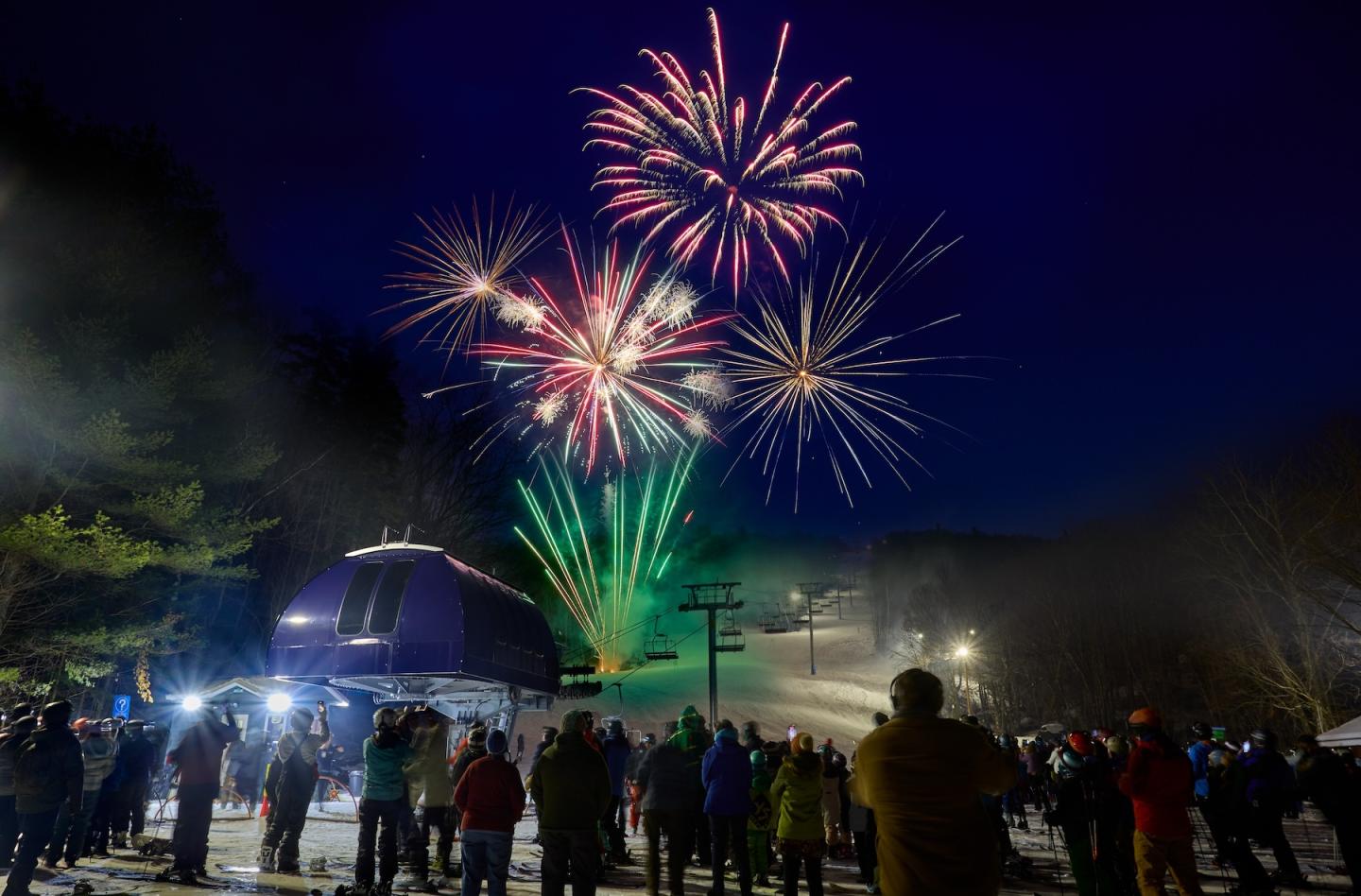 fireworks above the ski hill