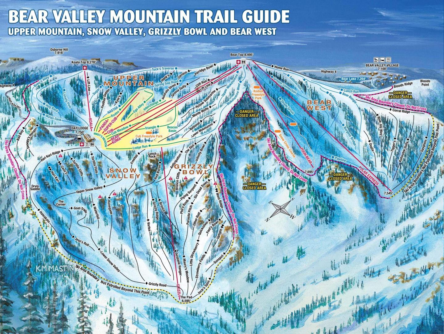 Bear Valley Mountain Resort trailmap