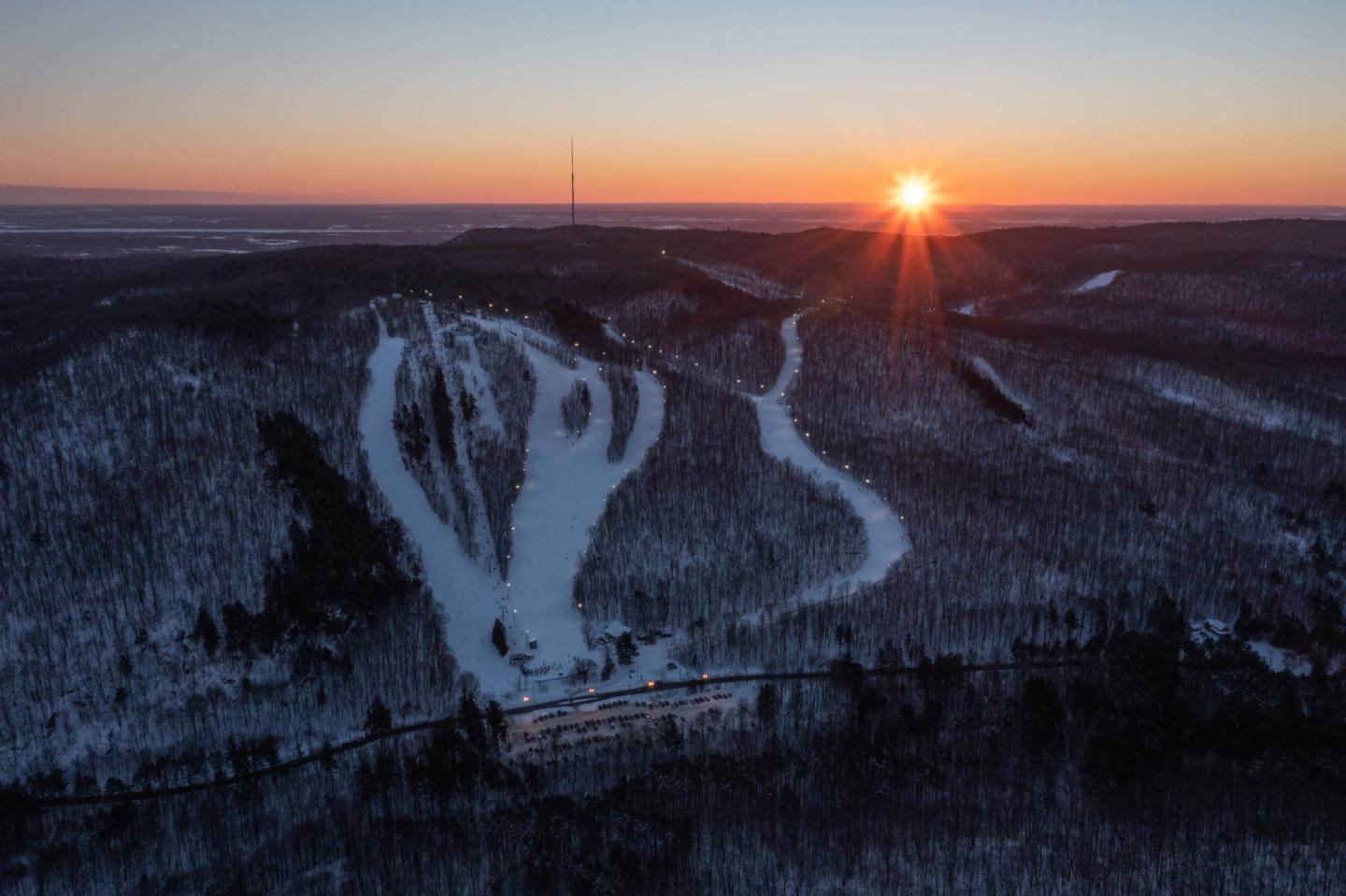 Camp Fortune trails at sunset