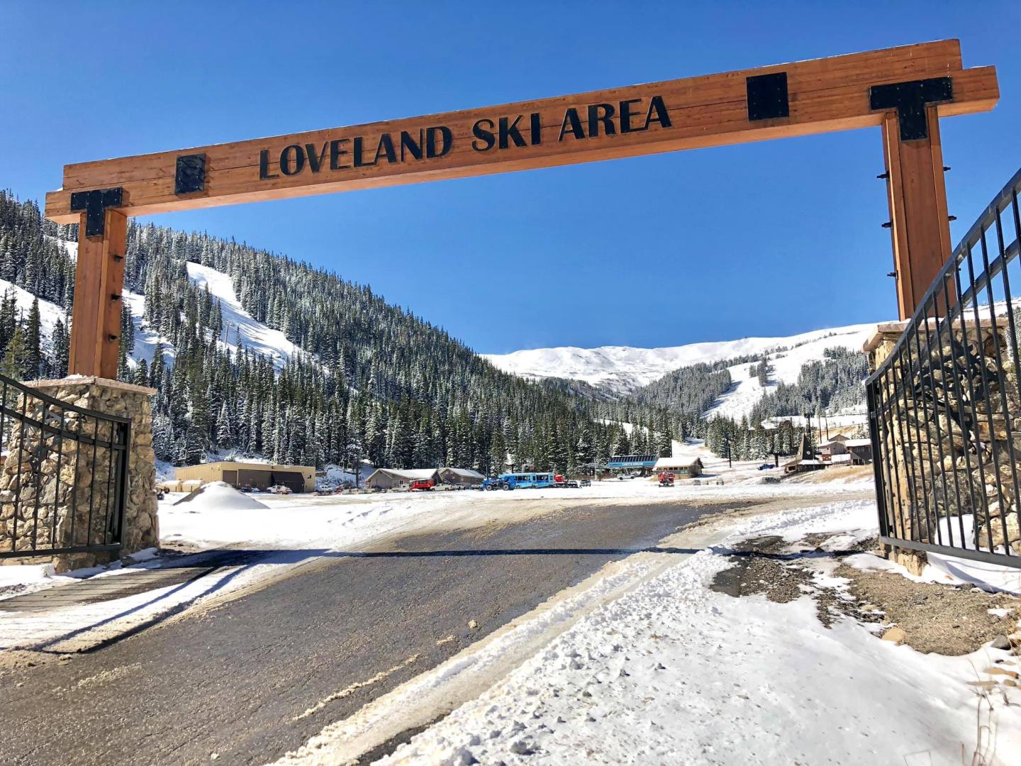 loveland's welcome sign at the base