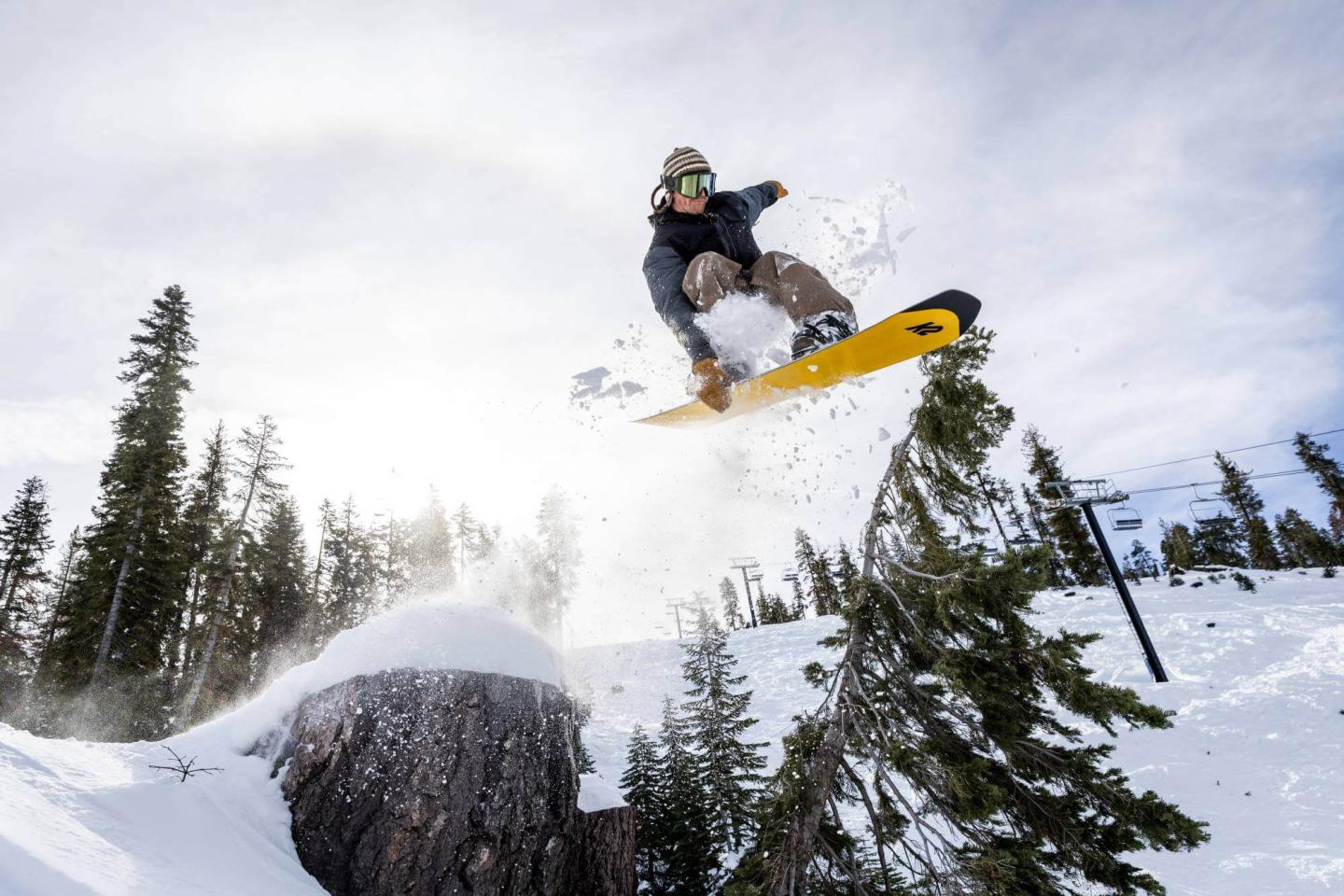 Bear Valley snowboarder jumping