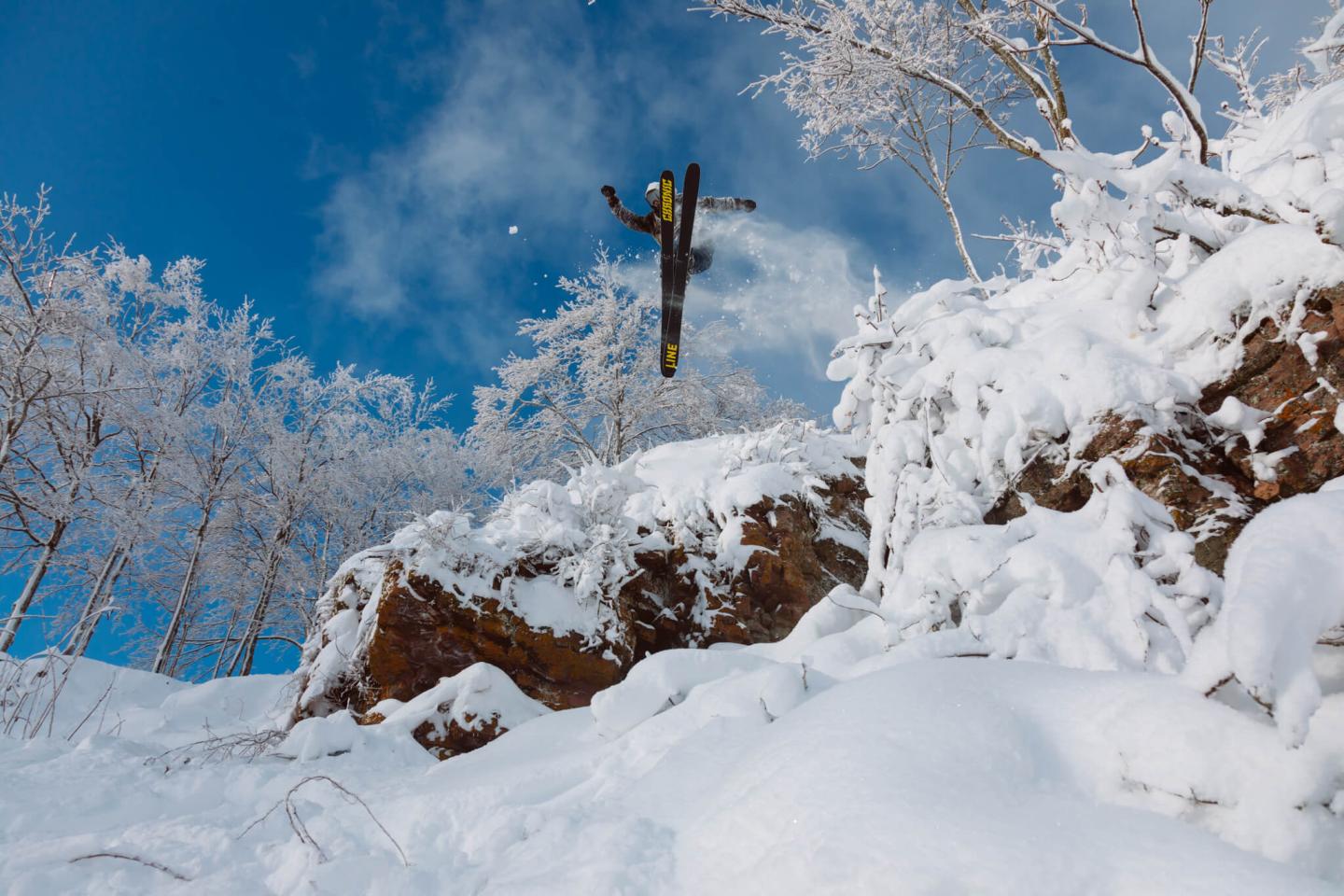 Christie Mountain snowboarder in trees
