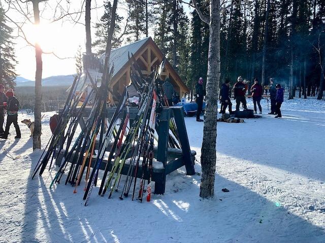 Whitehorse Nordic Centre rack of skis