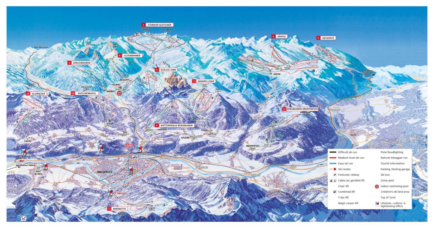 Innsbruck Ski & City Network trailmap