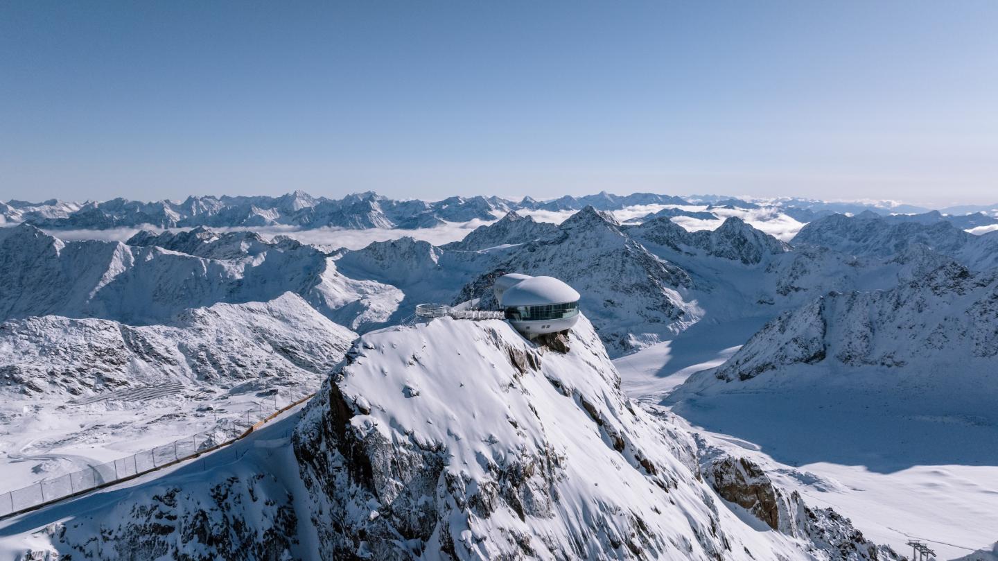 high aerial view of Pitztaler Gletscherbahn