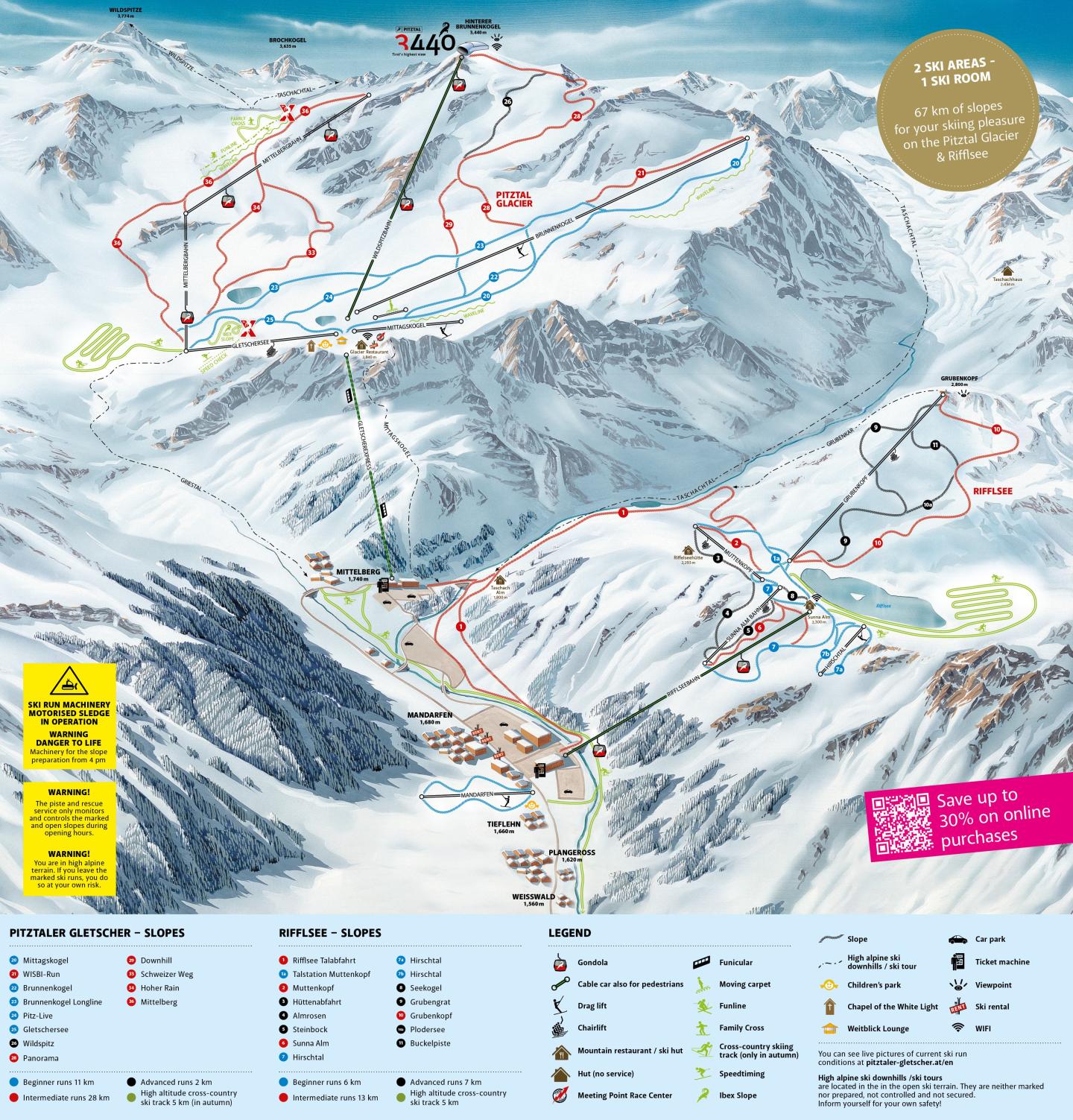 Pitztaler Gletscherbahn trail map