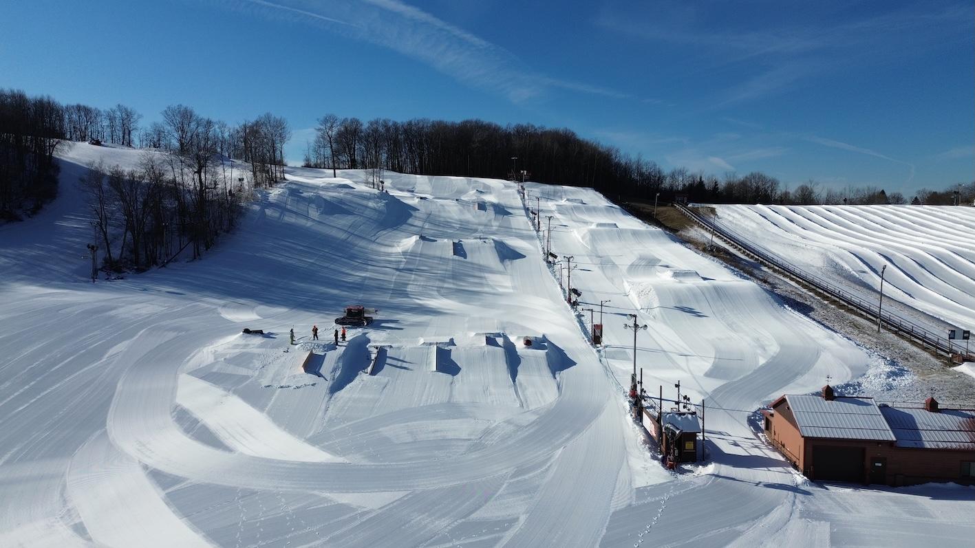 arial shot of ski area