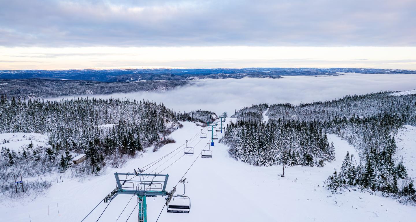 aerial view of ski lifts