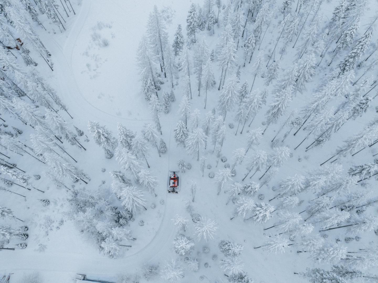 overhead view of snowplow
