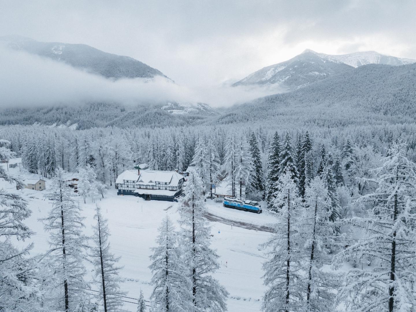 landscape of snowy mountains