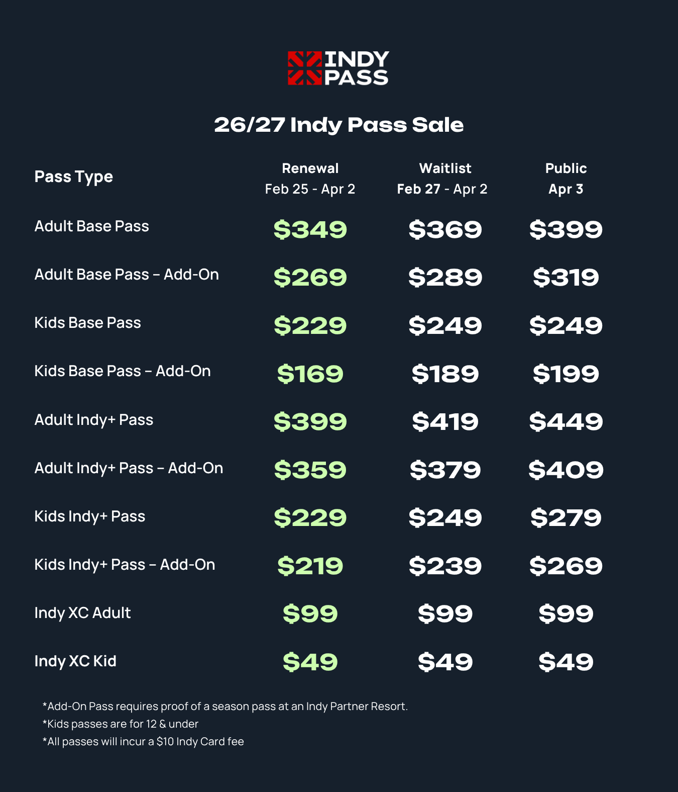 26/27 pricing
