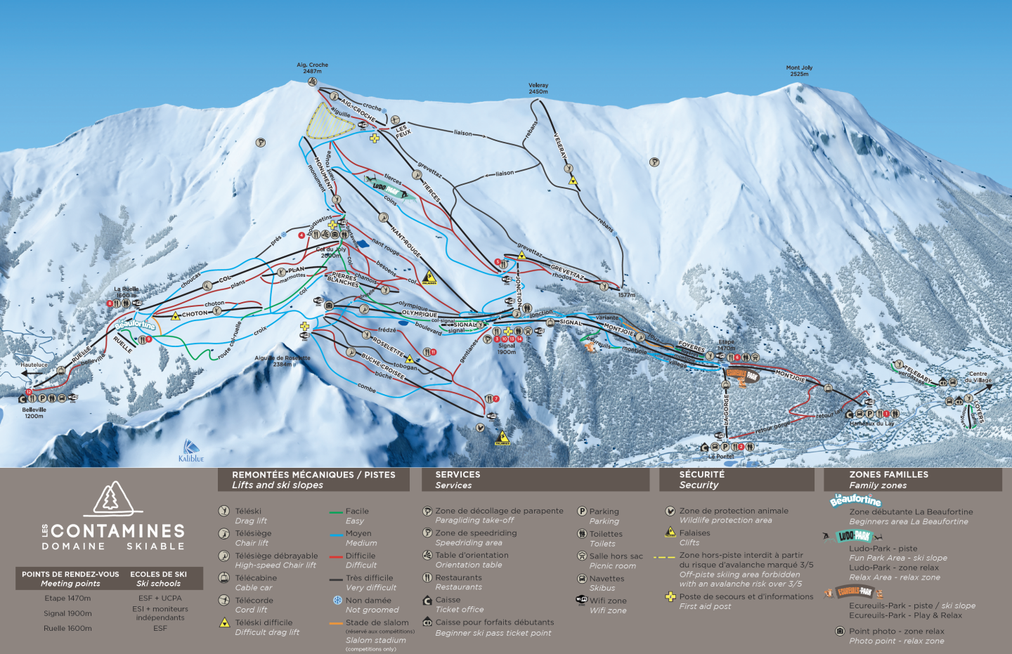 Domaine skiable des Contamines trail map