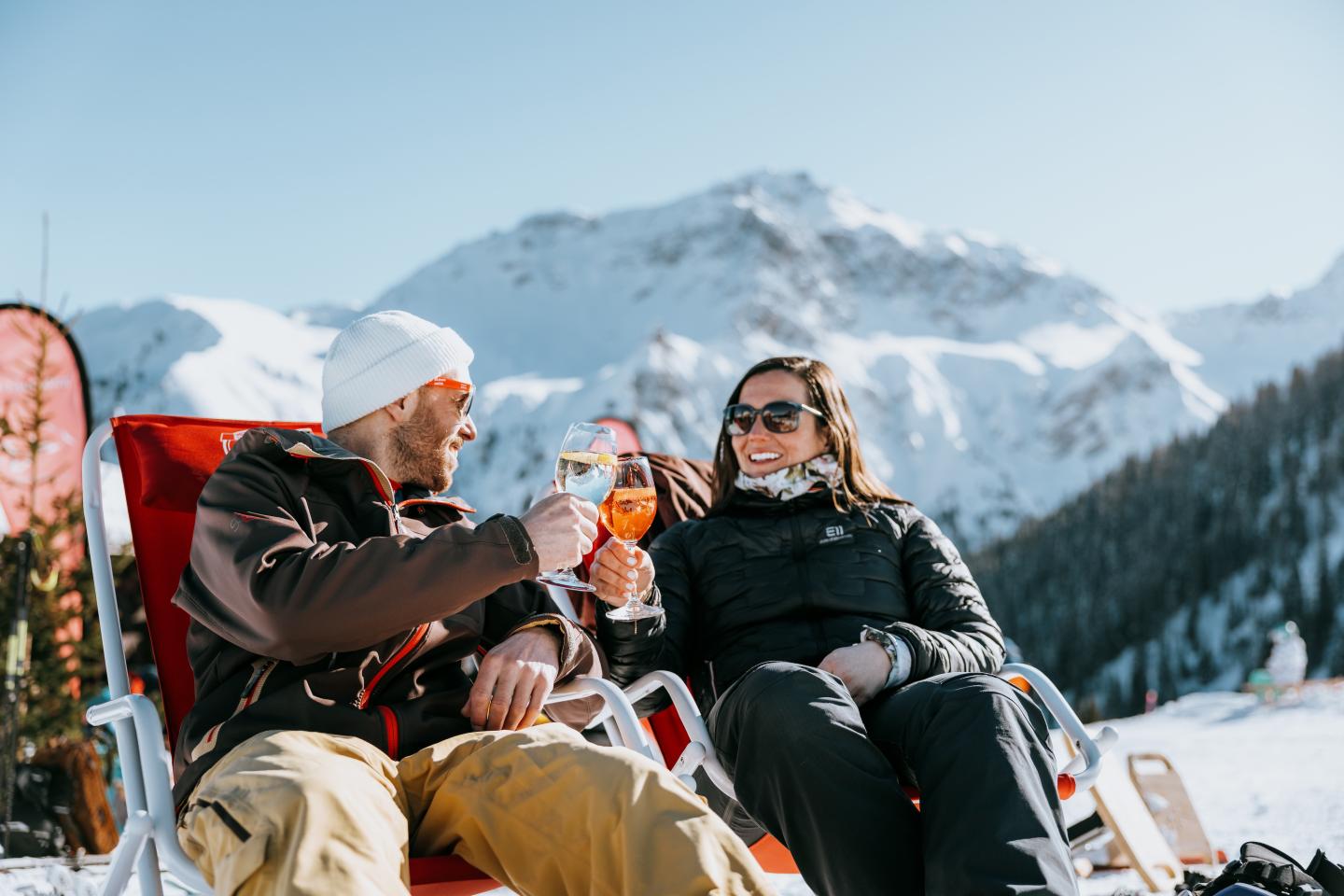 people enjoying a drink at the summit of Tschiertschen - Chur