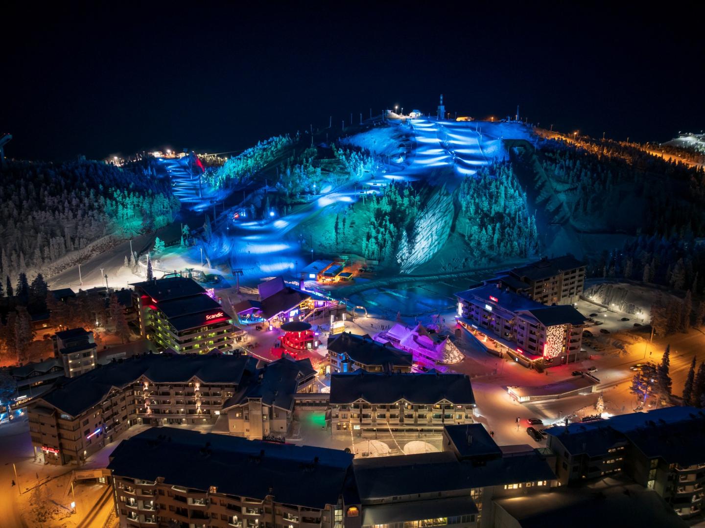 night fun with lights at Ruka