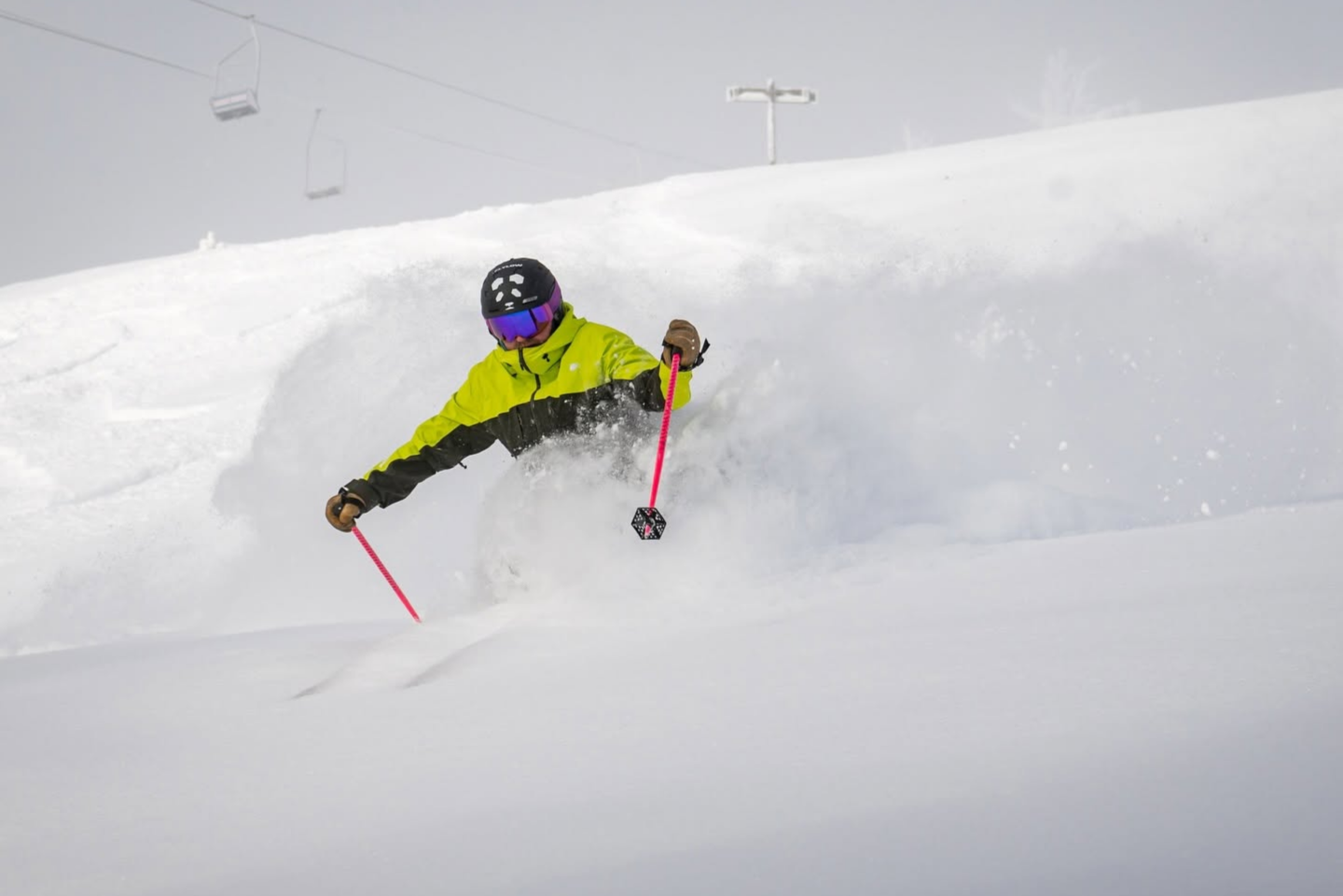 skier enjoying some powder at showdown montana