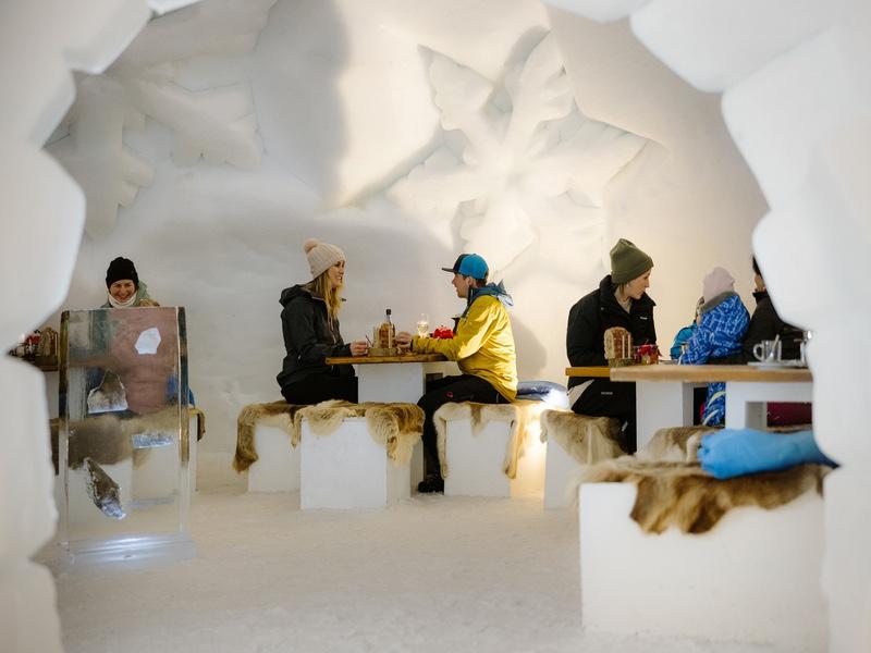 inside the igloo dining area at Bergbahnen Engstligenalp