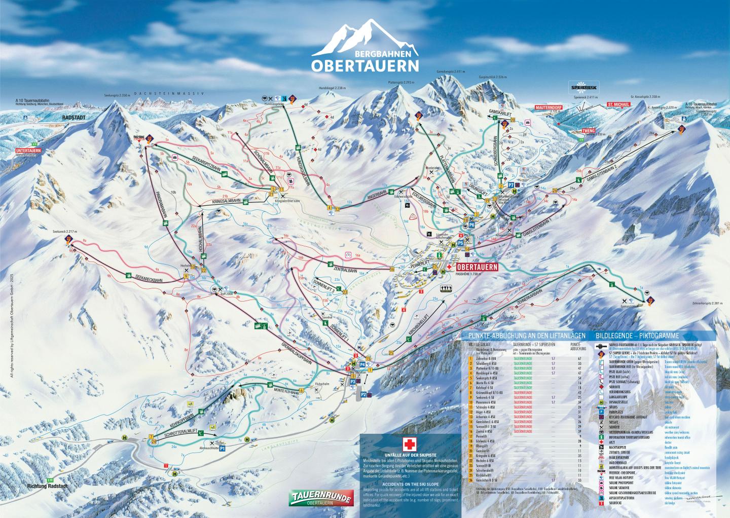 Obertauern Ski area trail map