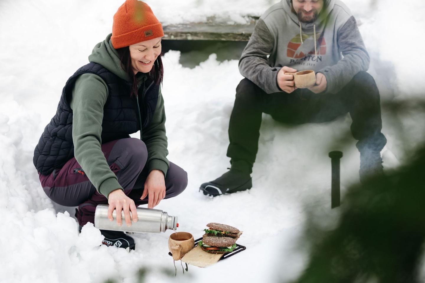 Snacks by the fire at Pyha