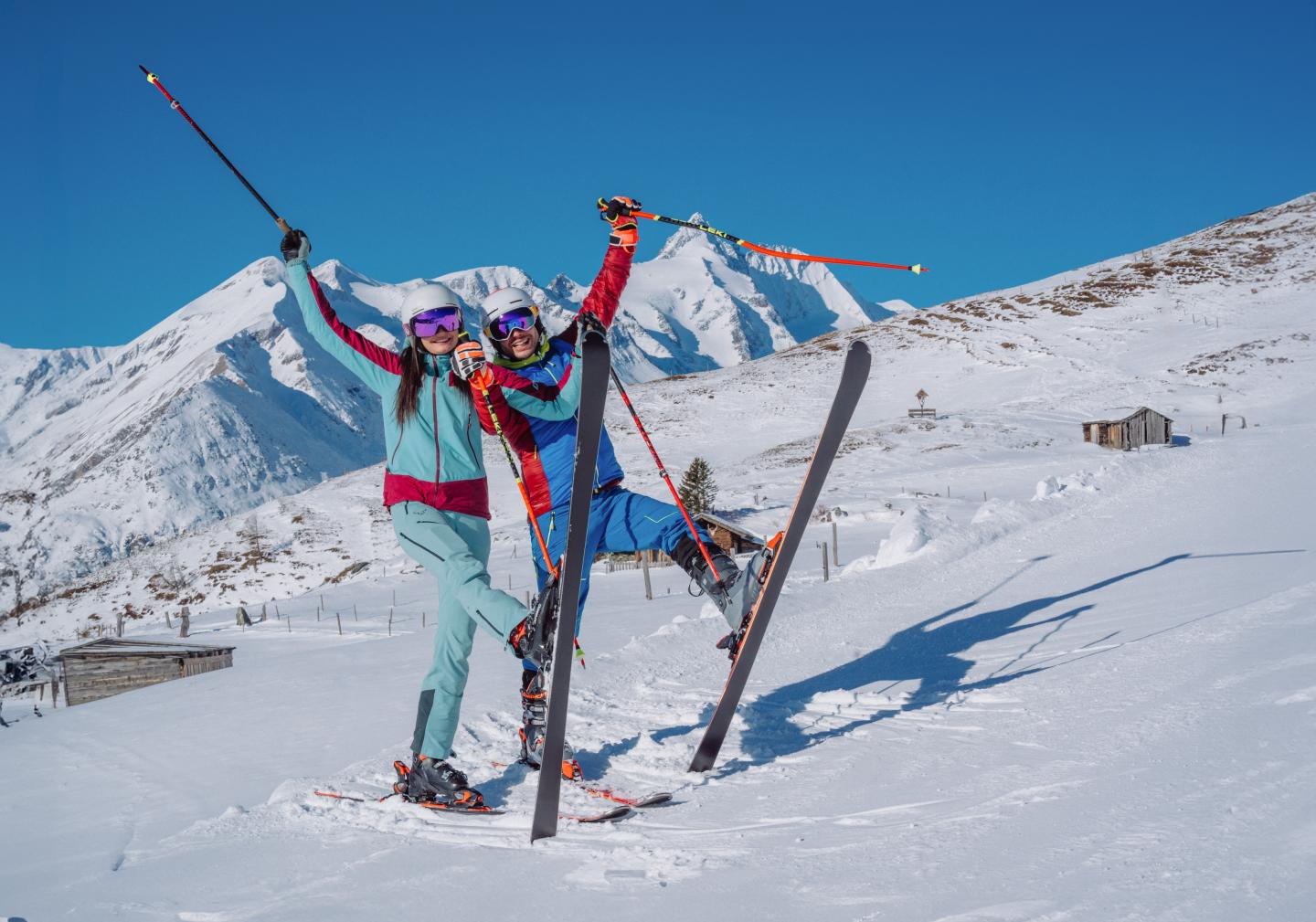 two people having fun on skis at Heiligenblut - Grossglockner