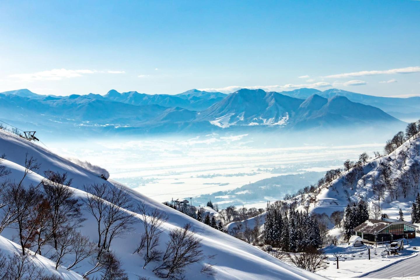 snowy aerial shot of Togari Onsen Ski Resort