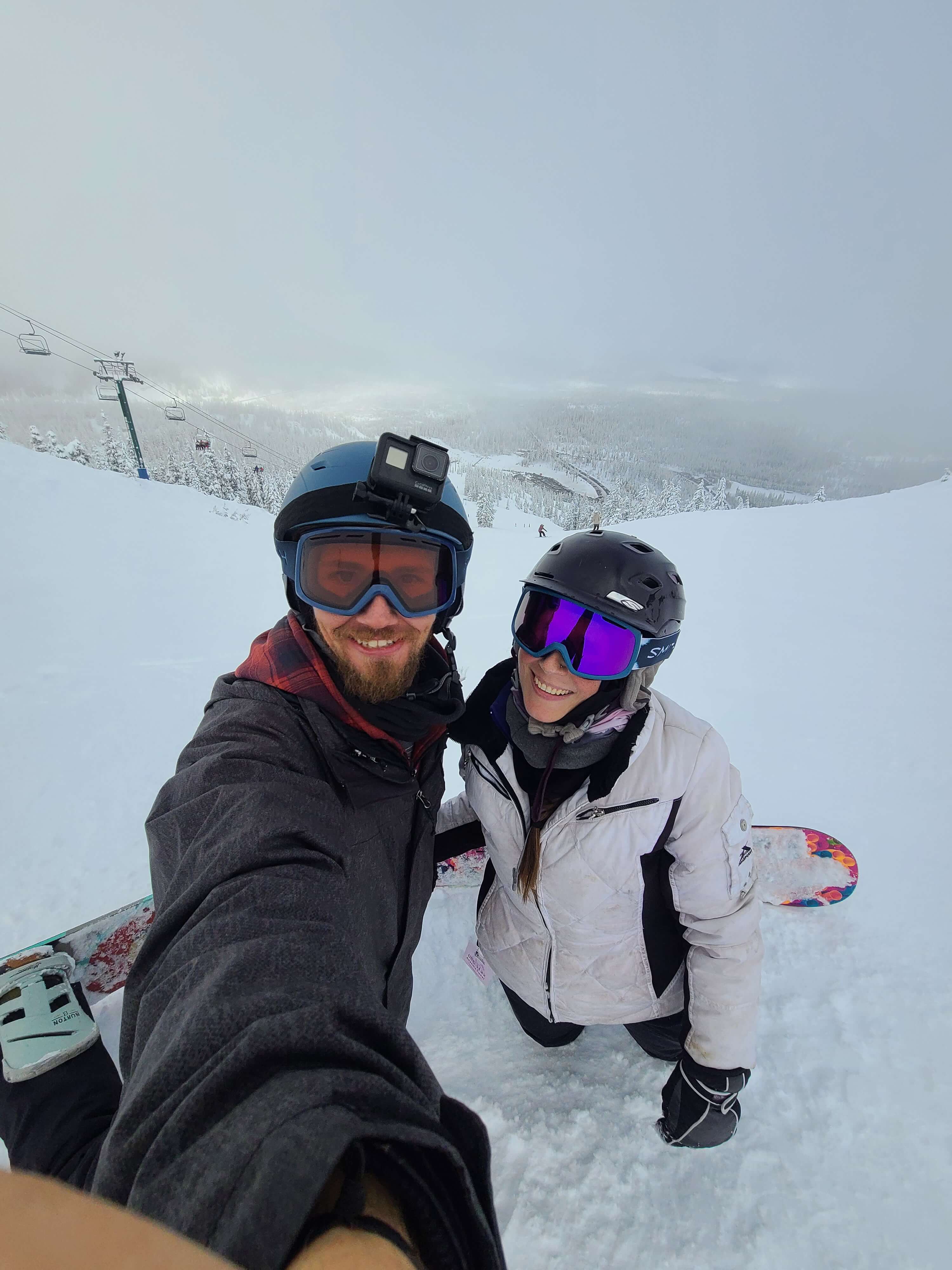 Andrea and Brian taking a selfie at Hoodoo Ski Area, OR