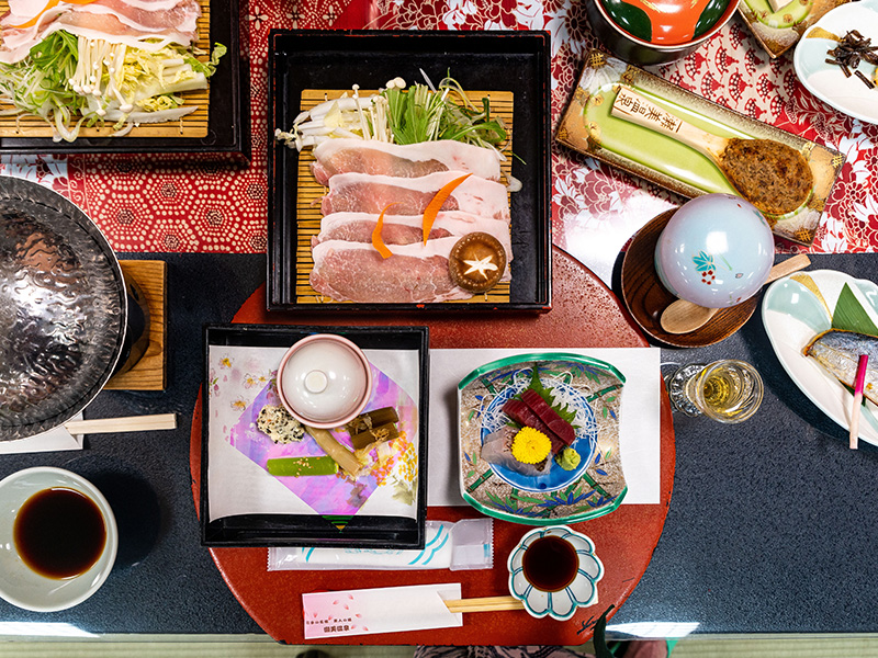 food and place setting at Semi Onsen Ryokan, Japan